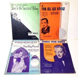 4 Vintage 1930s Sheet Music Bing Crosby Pennies From Heaven Milton Kellem For al
